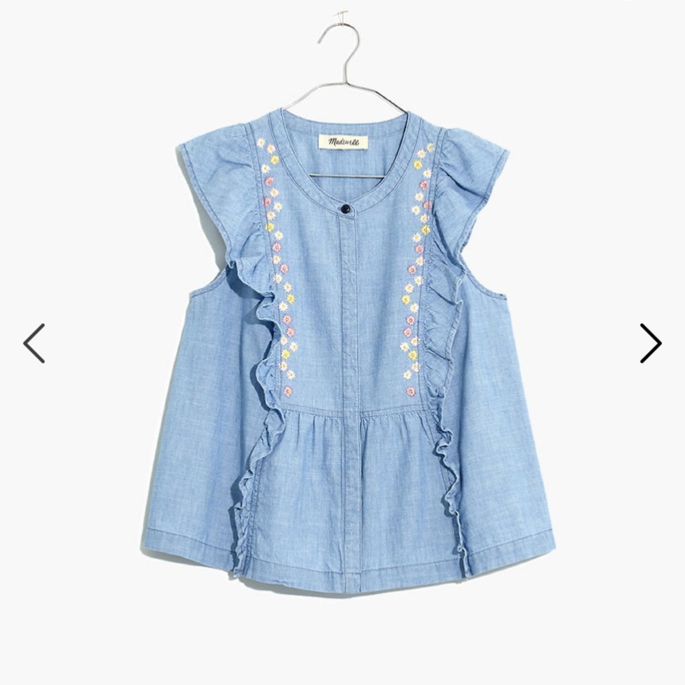 Madewell Embroidered ruffle top